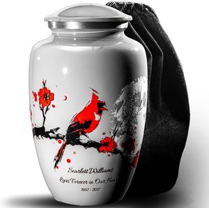 Urnas Personalizadas para Cenizas Humanas Urna Funeral de Cremación para Cenizas para Mujeres y Hombres Urna Cardinal Roja Decorativa Grande - Product Image 1