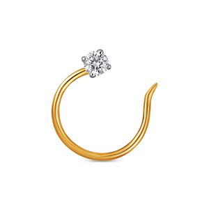 GLEAMORA ENTERPRISE - Piercing de Nariz con Diamante Cultivado en Laboratorio, Corte Brillante en Forma de Flor, Chapado en Oro Amarillo de 14K, Modelo de Lujo para Mujer - Product Image 1