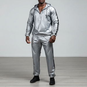 Combinaison de sauna amincissante pour hommes, tendance, avec logo personnalisé, écologique, de haute qualité, argentée, pour la perte de poids, pour la salle de sport, à usage domestique, en polyester - Product Image 2