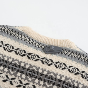 Suéter de Punto Jacquard para Hombre, Cuello Redondo, Manga Larga, Patrón Geométrico, Jersey Cálido de Invierno - Product Image 4