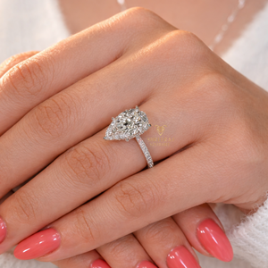 แหวนเพชรทรงลูกแพร์ 14K 18K VVS VS1 เพาะเลี้ยงในห้องปฏิบัติการ รับรองโดย IGI สำหรับงานหมั้นและงานแต่งงาน ขายส่ง - Product Image 4