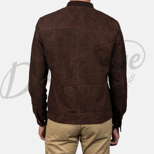 Blouson Bomber en Cuir Souple Marron Foncé pour Homme, Veste Décontractée Slim Fit en Véritable Peau de Mouton, Style Baseball Zippé pour Automne Hiver - Product Image 2