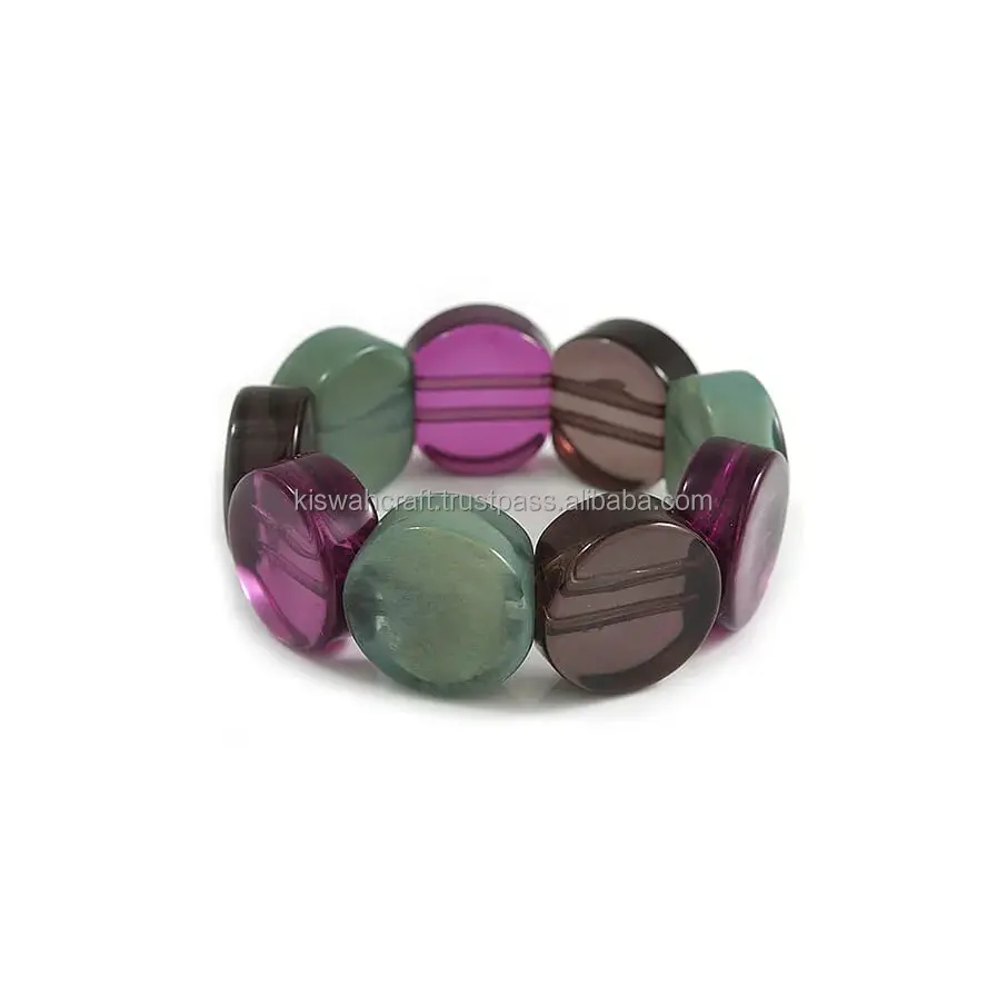 Neues modisches Design akrylische stapelbare Armbänder Salbei grün braun Lucit gebogene Rohrperlen DIY-Armband 6 Perlen pro Armband