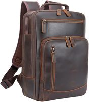 Sac à dos pour ordinateur portable en cuir pleine fleur pour hommes, 15,6 pouces, style vintage, pour le travail, l'université, les sorties décontractées
