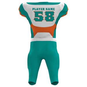 Uniformes de Fútbol Americano Sublimados con Estilo Personalizado OEM, Manga Corta, 100% Poliéster, Transpirables, de Secado Rápido, Hechos en Pakistán - Product Image 5