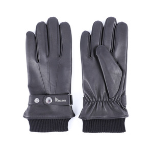 Guantes de cuero etíope negro de alta calidad y 100% poliéster con forro polar, puño tejido, cálidos para uso diario y deportivo, para hombre, de piel de oveja, para invierno. - Product Image 6
