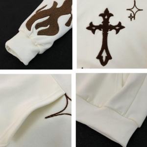 ผู้ผลิตเสื้อฮู้ดดี้ผ้าเฟรนช์เทอร์รี่ทรงโอเวอร์ไซส์แบบดิสเทรส  รับทำโลโก้ปัก  ติดแพทช์  ปักลาย  กันลมสำหรับฤดูหนาว - Product Image 4