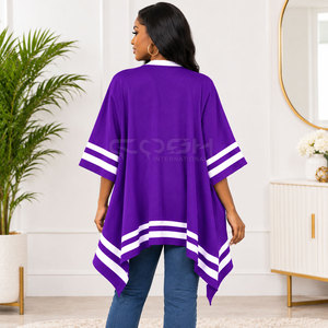 Cardigan à manches chauve-souris violet Cosh International Sorority Sisterhood pour femme, poncho décontracté à col ouvert de couleur unie - Product Image 5