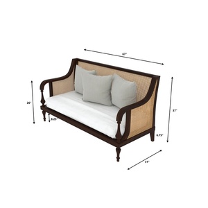 Sofa Made Of Solid Mahogany Wood High Quality With Woven Rattan and Walnut Finishing For Indoor Use. - Product Image 5