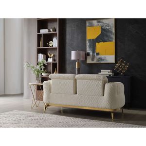 Divanetto Zoe in Stile Moderno, Colore Crema con Dettagli Dorati, Realizzato in Legno, Modello B009P303217, Disponibile nei Magazzini di CA e NJ - Product Image 6