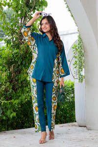 Conjunto de Dos Piezas de Algodón Estampado Informal para Mujer, Conjunto Coordinado de Lino y Algodón Puro, Ropa de Primavera y Verano para Mujer - Product Image 2