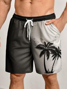 Shorts de bain à séchage rapide pour hommes, vêtements de plage unisexes, longueur genou, légers, résistants à l'eau, imprimé floral, cordon de serrage, style estival - Product Image 2