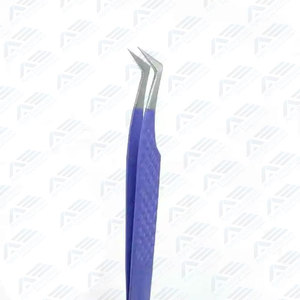 Pinzas de Acero Inoxidable para Extensión de Pestañas con Puntas Inclinadas de Fibra para Volumen, Cuidado de Belleza Profesional, Pinzas Personalizables para Pestañas - Product Image 5