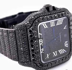42mm <b>Black</b> Dial Fully Automatic Roman Numeral VVS Moissanite Diamond Bussdown Diamond <b>Watch</b> for Men's Fashion - Product Image 3