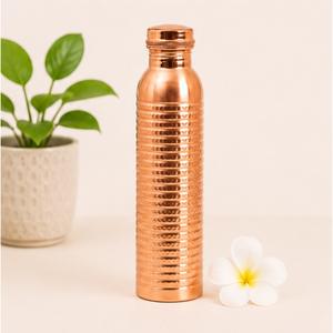 Handcrafted Pure Copper Water Bottle Hammered Design Leak-Proof & Jointless Ayurvedic Health Benefits for Yoga Gym and Office - Product Image 4