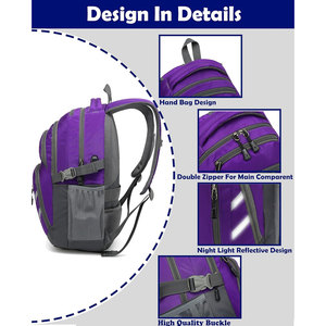 Meilleur fournisseur, prix de gros, logo personnalisé, fermeture éclair lisse, grande capacité, multi-poches, fermeture éclair légère, respirant, sac à dos pour étudiants - Product Image 3