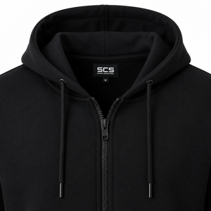 Ensemble jogging homme noir à capuche zippé en molleton, deux pièces, tenue décontractée, sportive et streetwear - Product Image 3