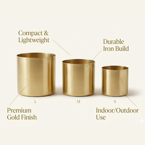 Ensemble de pots de fleurs et de vases de table en métal doré Art Déco moderne |   Décoration d'intérieur et d'extérieur durable, écologique, légère, vente en gros - Product Image 4