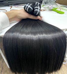Extensiones de Cabello Humano Virgen Vietnamita Sin Procesar, Mechones de Cabello Humano Original Liso, Extensiones de Cabello con Doble Trama # 1B - Product Image 1