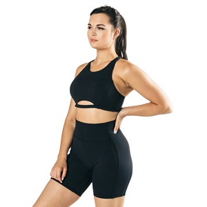 Estilo de cuello de alta calidad Fit Racer Back Binding Less Hem Mujer Medium-Support One Piece Pacific Black Crop Top Sujetador deportivo 2025 - Product Image 6