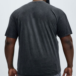 OEM ODM Men's Oversized Washed <b>Black</b> <b>T</b>-<b>Shirt</b> Vintage Portrait DTG Graphic Unisex Streetwear Cotton Manufacturer Private Label - Product Image 3