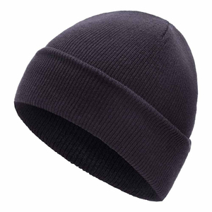 Soft Acrylic Patterned Beanies <b>Cap</b> Custom Jacquard Winter Headwear Retro Style Cuffed Beanies <b>Cap</b> Contrast Grey Black Knit <b>Hat</b> - Product Image 4
