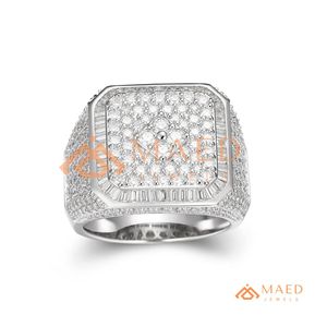 Mens Silver Tone Square <b>Iced</b> CZ <b>Ring</b> Luxury Hip Hop Statement <b>Ring</b> Fashion Jewelry Gift for Men - Product Image 4