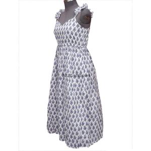 Floral Print Sleeveless A-Line Maxi <b>Dress</b> With Ruffles Sweetheart Neck <b>Elastic</b> Waist Casual Summer Non Woven 100% Cotton - Product Image 6