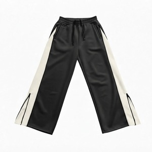 <b>Men's</b> Black Sweatpants With <b>White</b> Side Stripe Elastic Waist Drawstring Casual Pants Spring Wear - Product Image 1