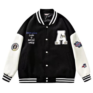 Unisex Embroidered Varsity Jacket Fleece Single Button Closure Custom Front Logo OEM Service Windproof Breathable Solid Autumn - Product Image 3