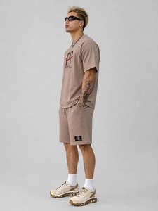 ชุดกีฬาผู้ชายแบบสองชิ้น เสื้อยืดคอกลมพร้อมกางเกงขาสั้นเข้าชุด ระบายเหงื่อได้ดี เหมาะสำหรับออกกำลังกาย วิ่ง ฟิตเนส และฝึกซ้อม - Product Image 3