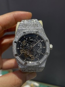 Reloj de Pulsera para Hombre, Mecánico Automático, con Cristal Moissanite, Correa de Acero Inoxidable, Esfera Esqueleto, Resistente al Agua 10 Bar - Product Image 1