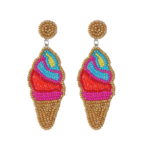 Pendientes Clásicos de Moda Hechos a Mano de Algodón Ligero con Diseño de Mariposa, Bordados con Cuentas de Semillas y Cristales, Accesorios de Moda - Product Image 5