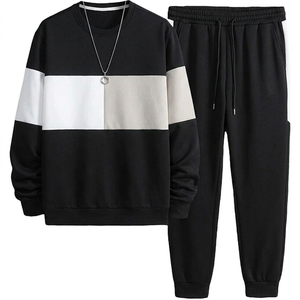 Conjunto Deportivo Unisex de Color Sólido, Sudadera con Cuello Redondo, Pantalones Deportivos, Manga Larga, Ropa Casual de Invierno, 100% Algodón Felpa, Estilo Urbano - Product Image 2