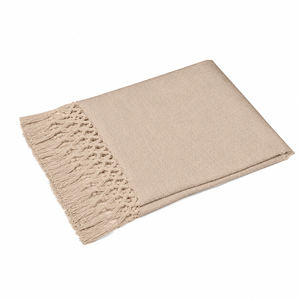 Solid Cream Color Cotton Throw With Large Fringes Eco Friendly custom Cotton Throw For Sofa at Factory price. - Product Image 5