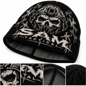 SAM TACTICAL <b>Beanie</b> Black Acrylic Punk Style Outdoor <b>Hat</b> for <b>Men</b> 56-58CM Wholesale Rate OEM Custom Cheap Price Outdoor - Product Image 5