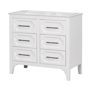Mobile Bagno Singolo Autoportante da 36 Pollici con Struttura in Legno Massello, Quattro Cassetti e Armadietto Contenitore per Bagni Piccoli - Product Image 2
