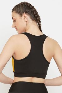 Sujetador deportivo Colorblock para mujer, negro y amarillo, sin costuras, acolchado, para entrenamiento, gimnasio, ropa deportiva - Product Image 2