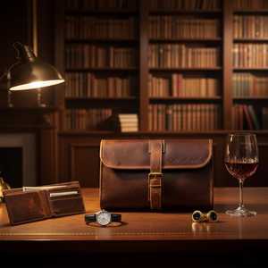 Trousse de Toilette en Cuir Véritable pour Homme, Trousse de Rasage de Luxe, Pochette de Voyage pour Cosmétiques, Prix de Gros TYG-0124 - Product Image 2