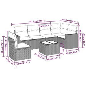 Ensemble de canapés de jardin modulaires en rotin PE beige, plusieurs pièces - Catégorie de produits : Ensembles de jardin - Product Image 3