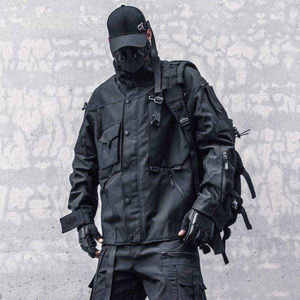 Men's Tactical <b>Techwear</b> <b>Jacket</b> Waterproof Windproof Cyberpunk Streetwear Cargo Multi-pocket Functional Hooded Windbreaker Coat - Product Image 4
