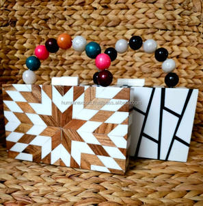 Best Quality Wood-Look Resin <b>Clutch</b> Classic Fashion India Handbag/Shoulder Bag for <b>Wedding</b> Parties Made Metal Material for - Product Image 1