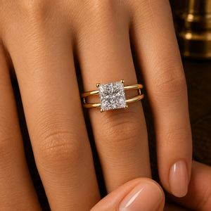 Anillo de Compromiso de Oro Puro de 14K con Diamante Cultivado en Laboratorio de Corte Princesa de 2.00Ct, Certificado por IGI, Joyería de Lujo para Mujer - Product Image 2