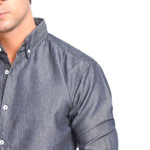 Chemise en jean unie respirante à manches longues et boutons recouverts, confortable et durable, style décontracté, OEM - Product Image 2