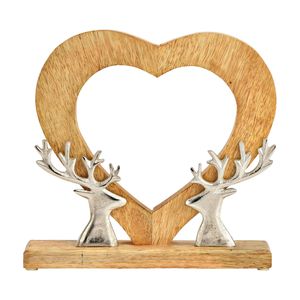 Ornement en forme de cœur au design primitif avec surface en bois et métal argenté pour décoration industrielle et cadeaux - Product Image 6