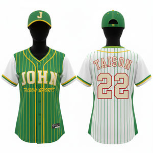 Camiseta de Béisbol para Mujer, Transpirable, de Poliéster Interlock, Diseño a Rayas Rojas y Blancas, Panel Azul Raglán, Logotipo Personalizado en Tela Tackle Twill - Product Image 2