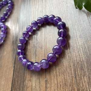 Natural Amethyst <b>Crystal</b> <b>Ball</b>-Shaped Bead Bracelet Polished Purple Charm Jewelry Gift for Women - Product Image 6