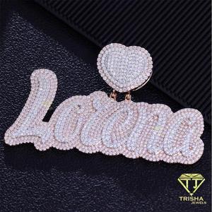 Colgante de Letra con Diamantes de Laboratorio de Lujo, Diseño Personalizado Brillante, Estilo Iced, Joyería de Moda para Venta al Por Mayor - Product Image 3