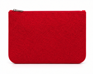 Pochette cosmétique en feutre rouge avec fermeture éclair, trousse de toilette rectangulaire, étui de rangement de voyage, pochette en feutre - Product Image 1