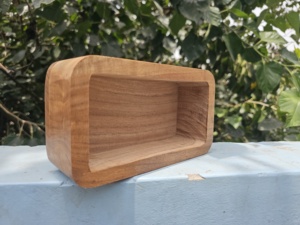 Portavelas de Madera, Forma Cuadrada, Acabado Natural, Decoración para el Hogar - Product Image 1